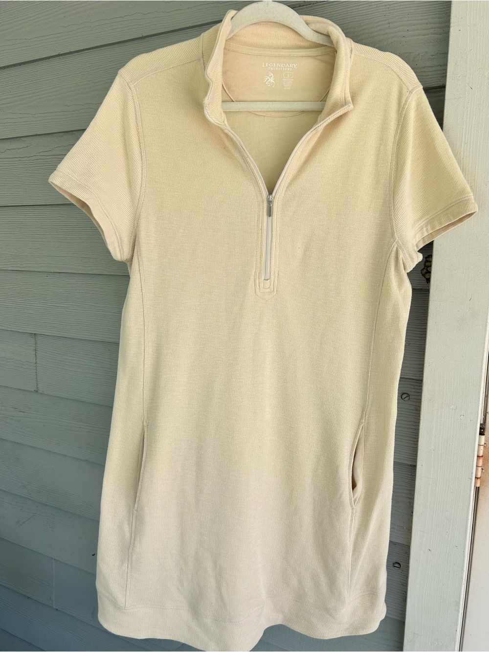 Legendary Outfitters L Cotton Blend Cream 1/4 Zip Athleisure Tennis Lounge Dress
